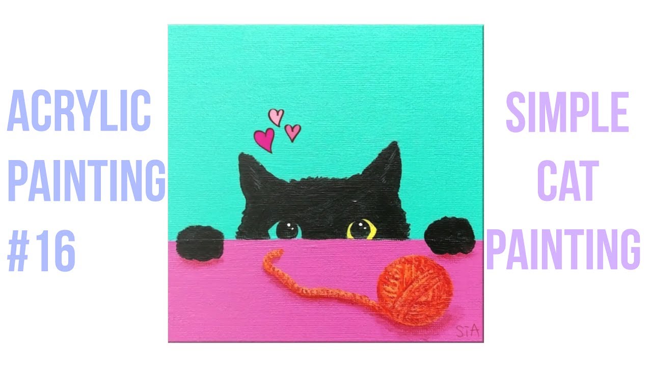 Simple Cat Painting / Easy and Simple Acrylic for Beginners #16