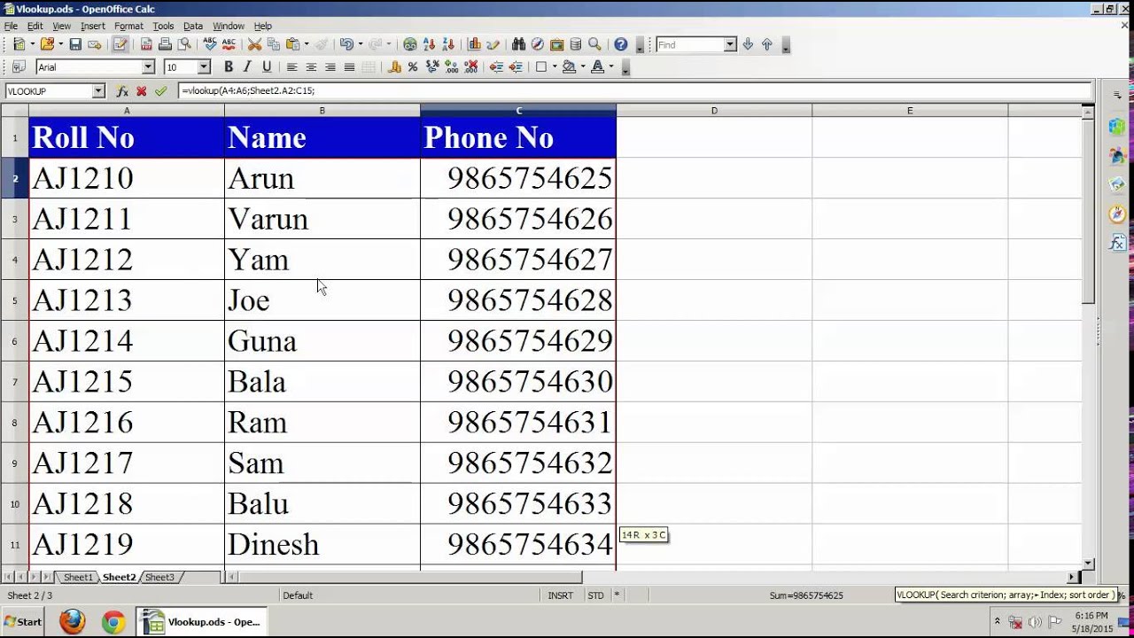 Vlookup Function In OpenOffice Calc Tamil
