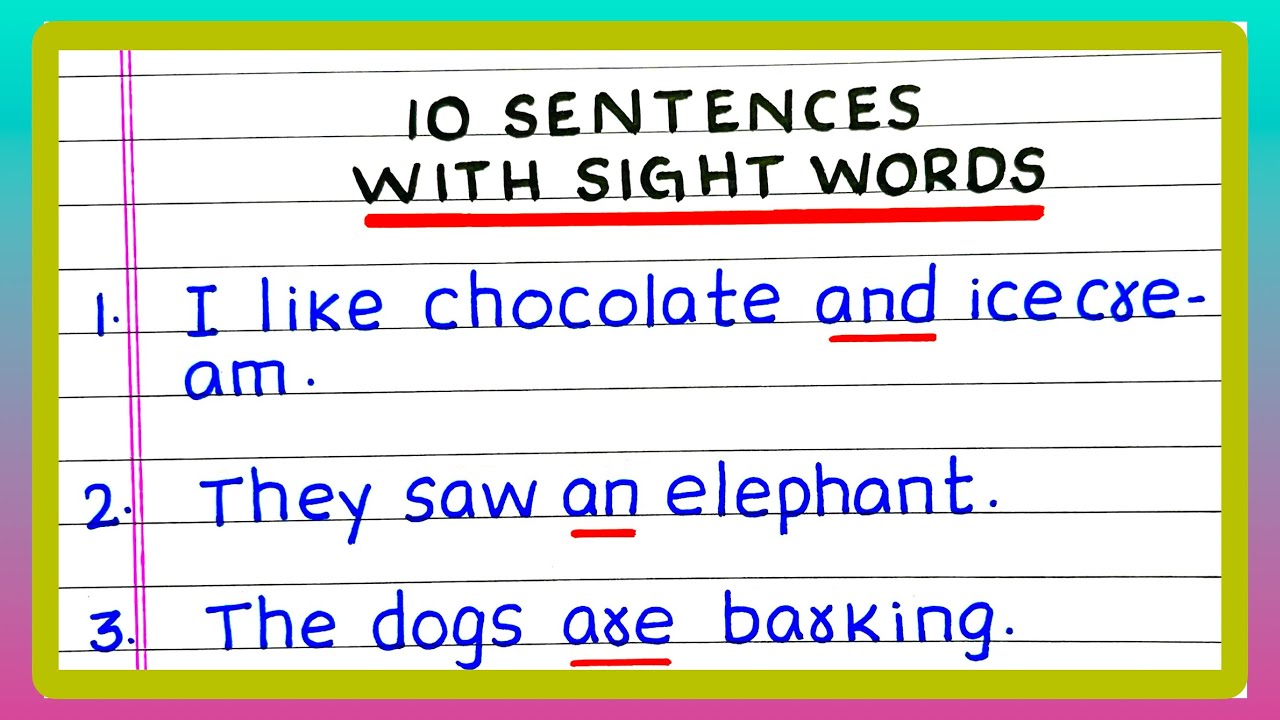 10 Sight Word Sentences | Simple English Sentences