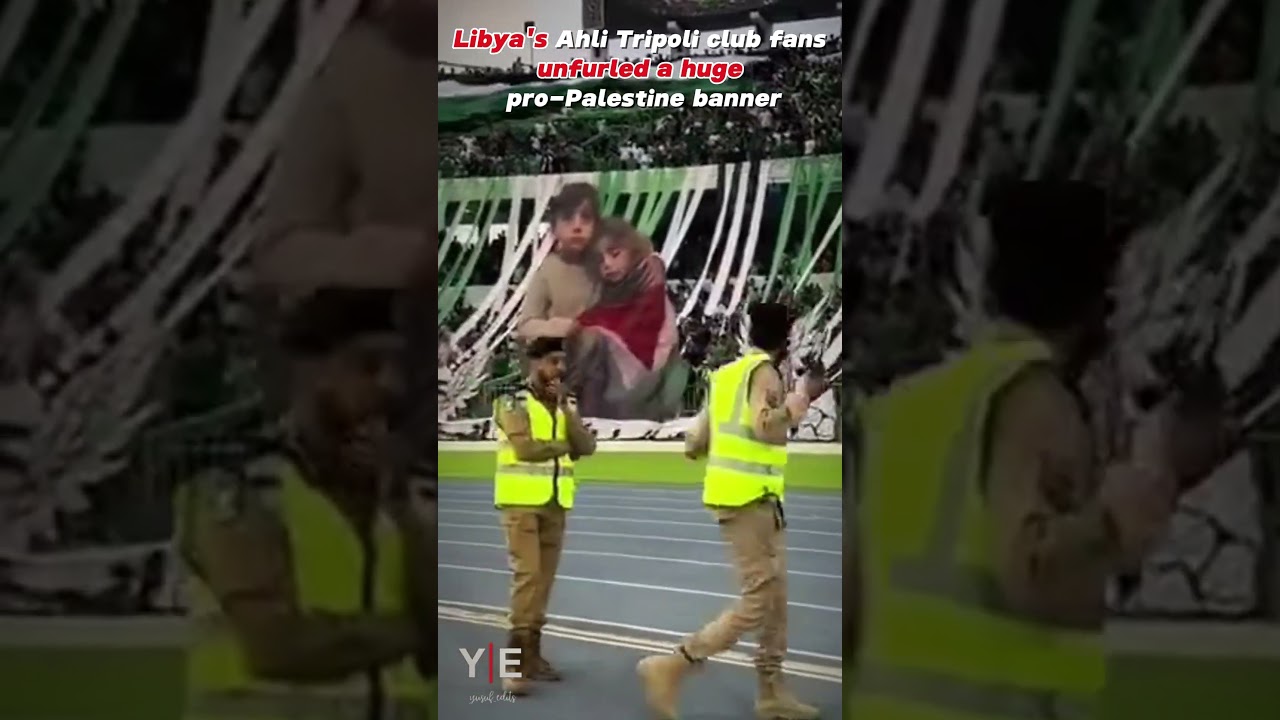 Libya's Ahli Tripoli club fans unfurled a huge pro-Palestine banner at the CAF Confederation Cup