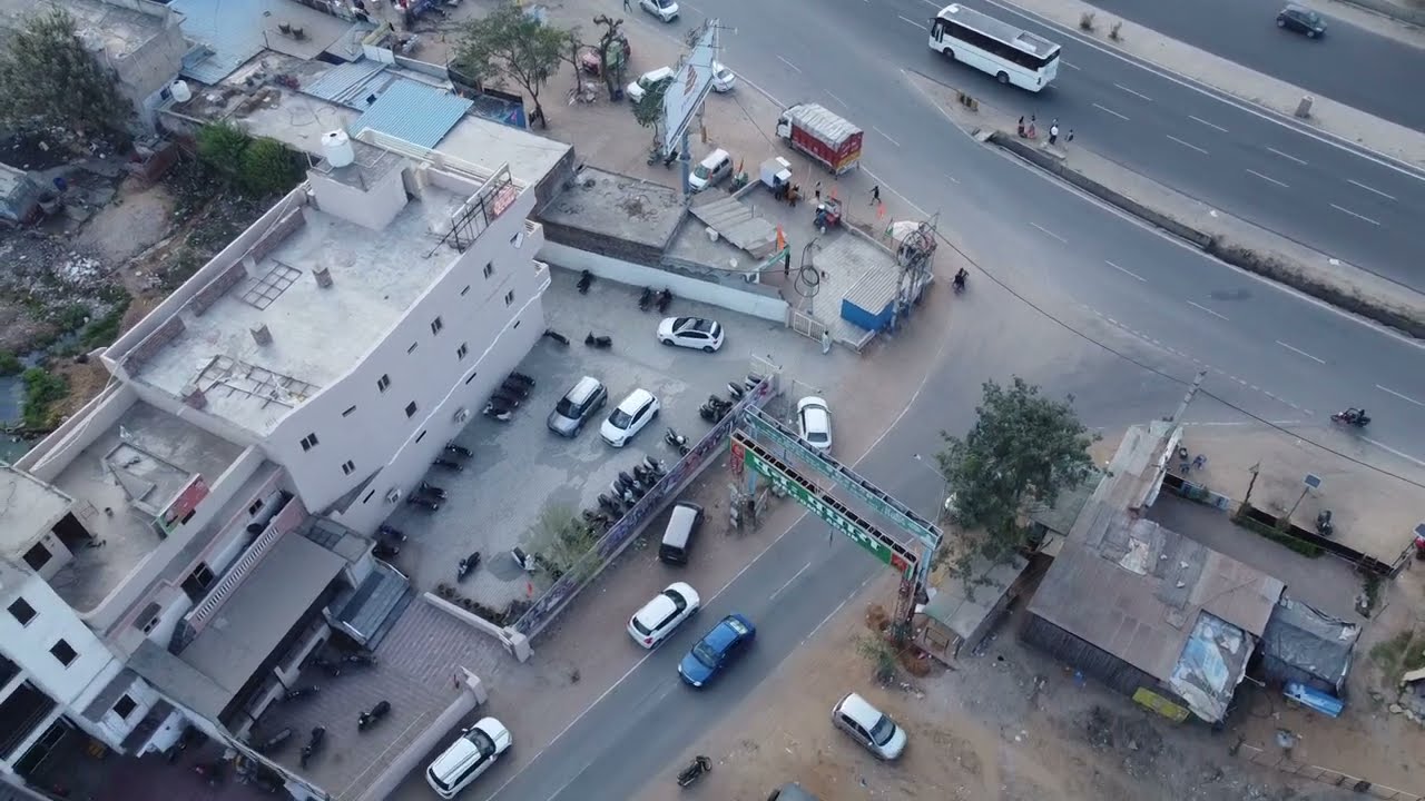 Car follow cinematic from 50 meters above