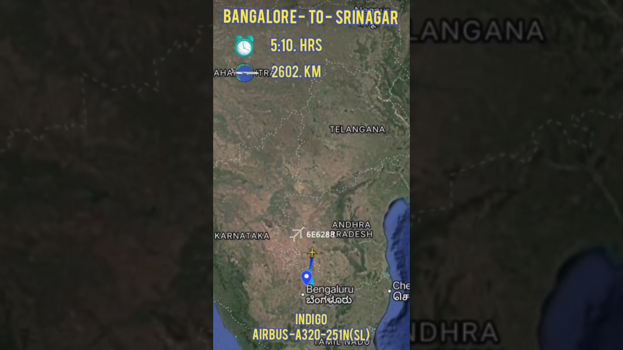 Bangalore Karnataka to srinagar jammu & kashmir travel route by flight 🛫 #shorts #viralvideo #map