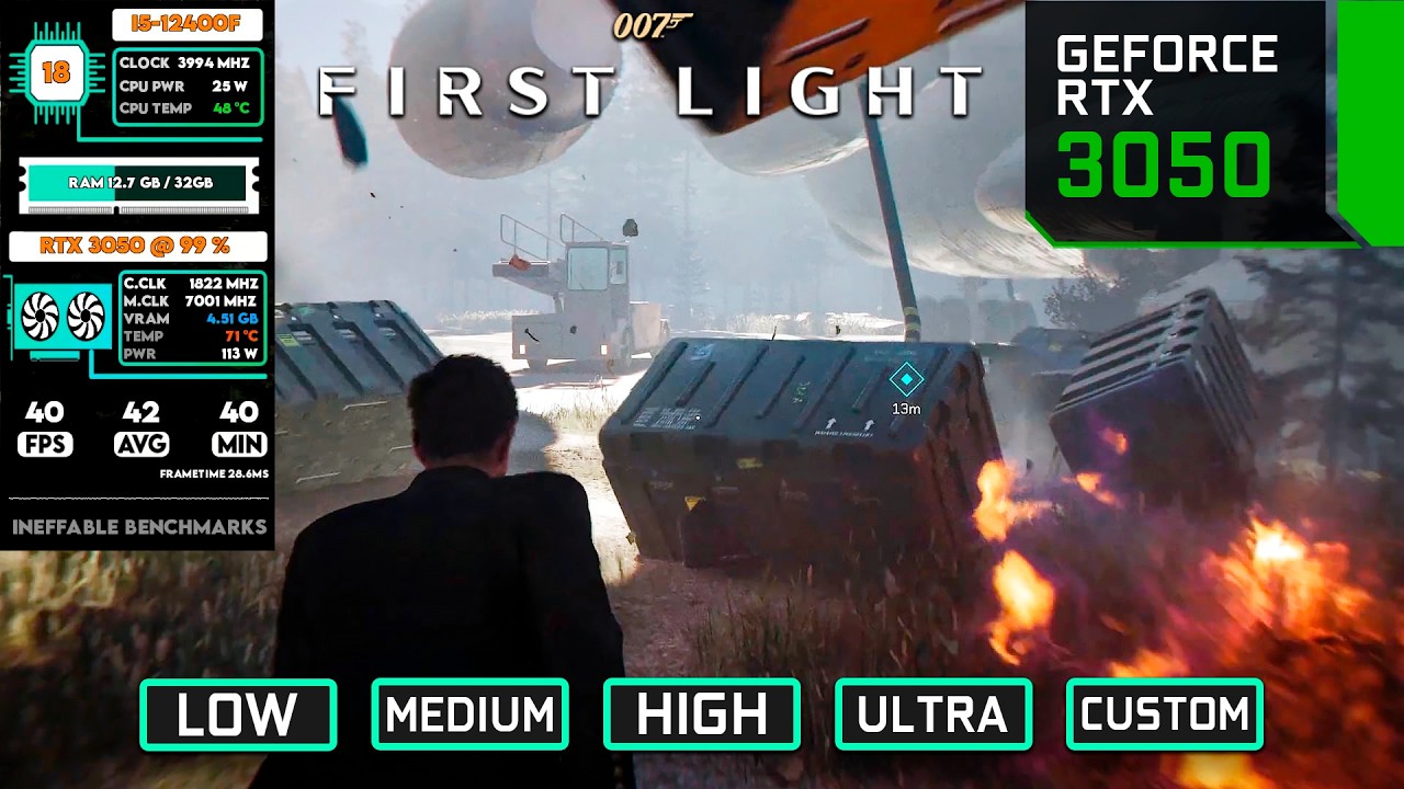 007 First Light RTX 3050 Gameplay & FPS Test | 1080p All Presets