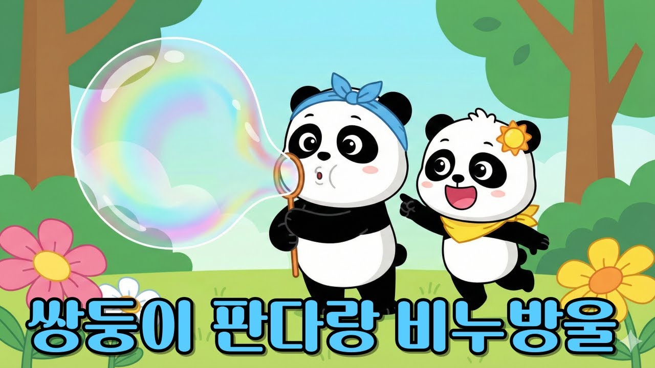 쌍둥이 판다랑 비누방울