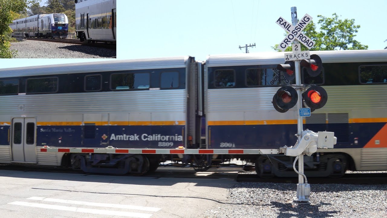 Amtrak San Joaquins 714 Meets Capitol Corridor 537 | Tennent Ave. Railroad Crossing, Pinole CA