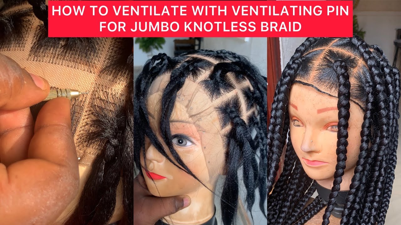 HOW TO: VENTILATE A FRONTAL LACE USING VENTILATING PIN FOR JUMBO SIZE KNOTLESS BRAIDS