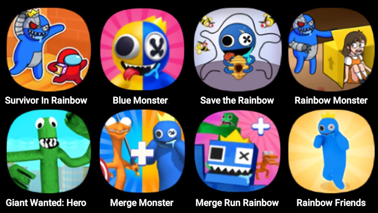Survivor In Rainbow Monster, Blue Monster Rainbow Playtime, Save The Rainbow Blue Monster