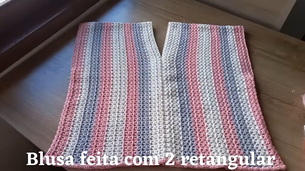 💗Blusa feita com 2 retangular super facil p1 #crochet #passoapassodecroche #croche #diy #facil#blusa