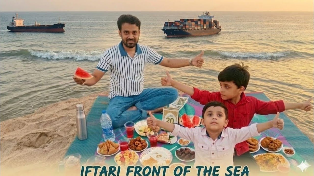 HUM GAYE IFTARI 🍉🍌 KARNE BEACH 🏖️ PAR😁 AND FUN🛵 WITH MY CHILDRENS 👬