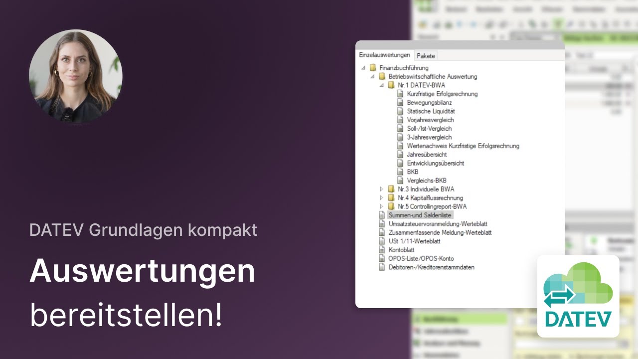 Stelle Auswertungen bereit I DATEV Grundlagen kompakt I Lernvideo
