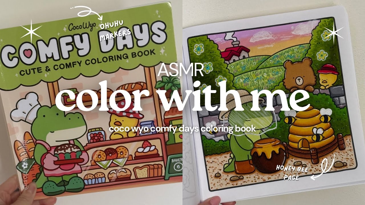 color with me (ASMR) 🐝🍯 Coco Wyo 'Comfy Days' using Ohuhu markers | asmr coloring + music