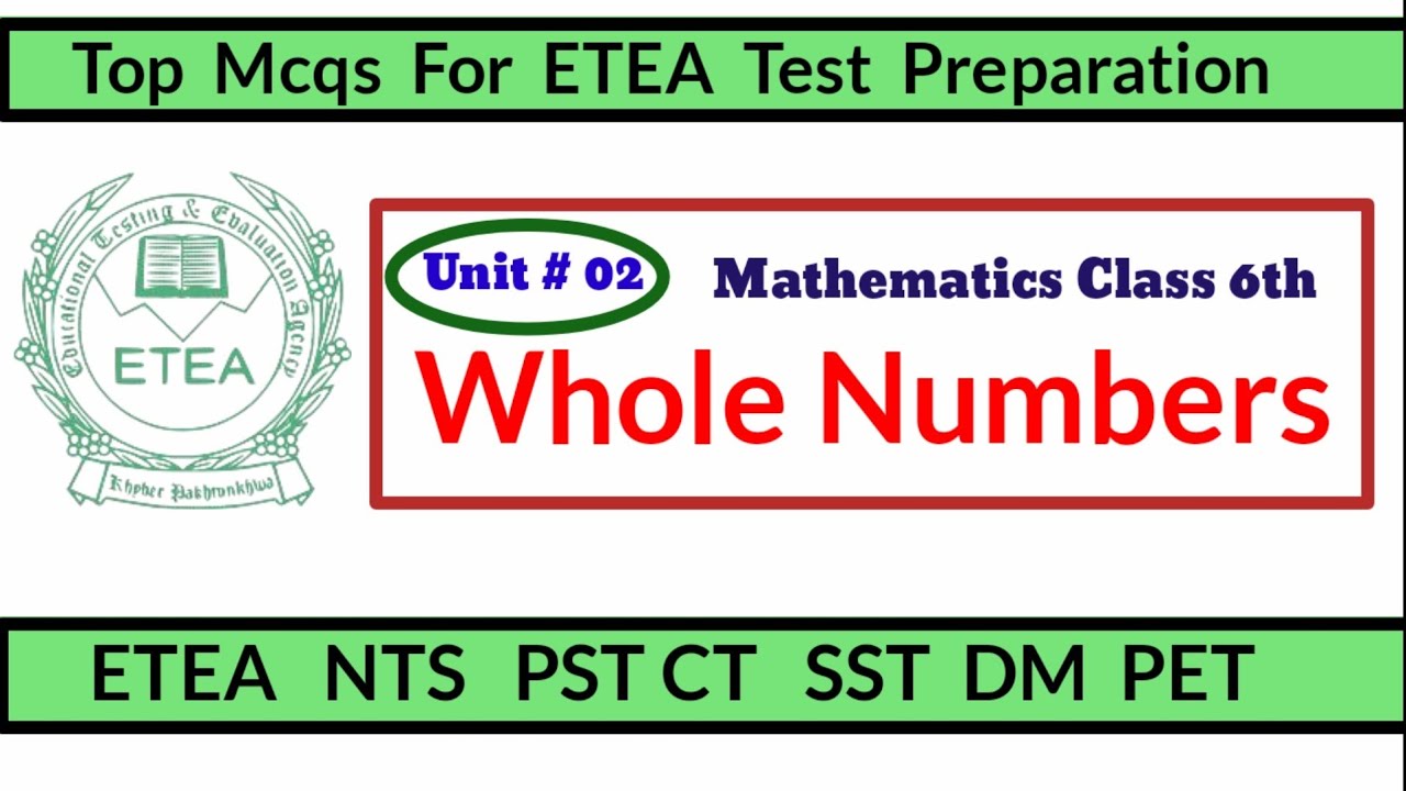 Whole Numbers Class 6 Unit 2 Mathematics Mcqs