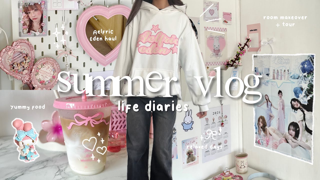 summer vlog 🍓| mini room makeover + room tour, @aelfriceden_official haul, yummy food, etc.
