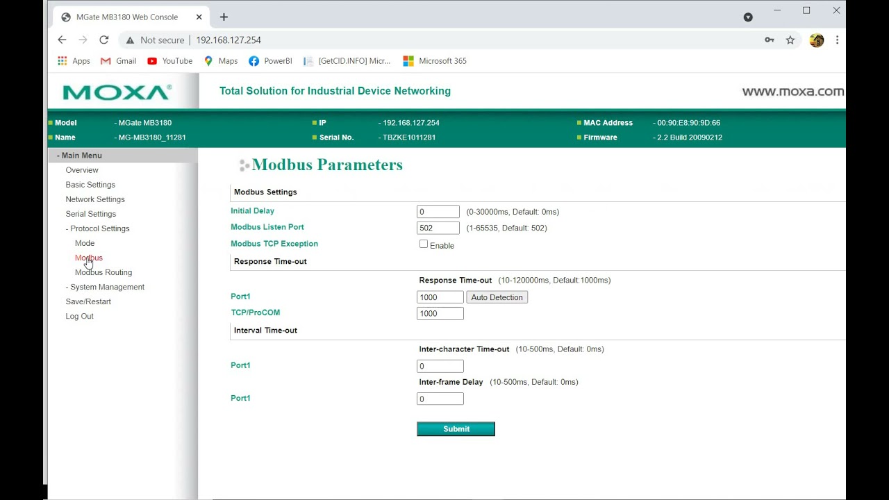 MOXA GATEWAY MB 3180
