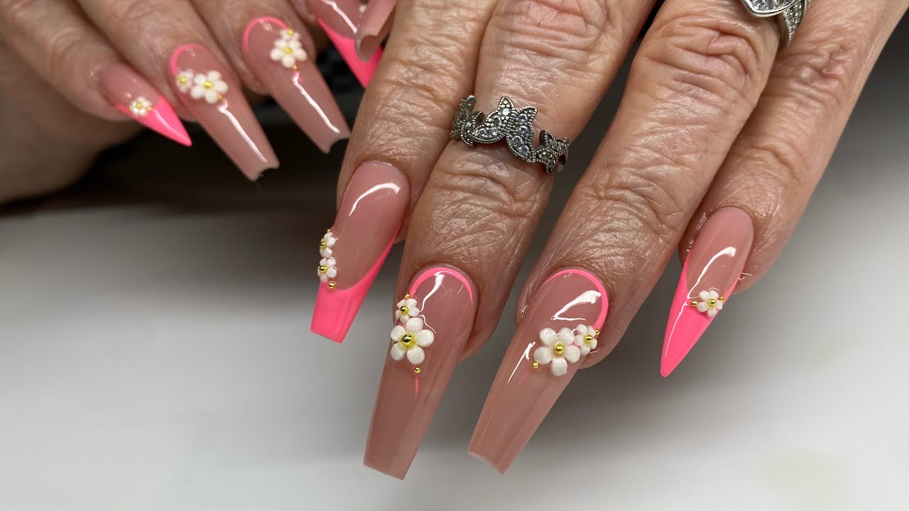 WATCH ME LIVE: Flower Charms and Swirl Gel Nail Design