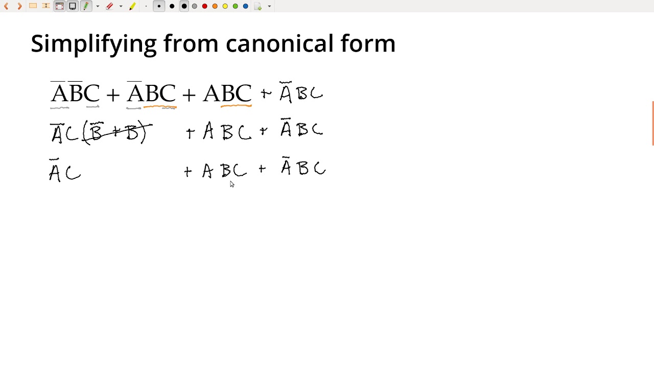 Boolean logic simplification example