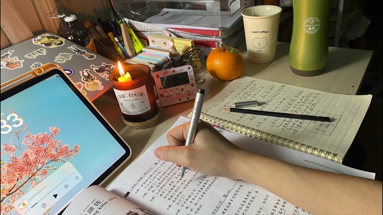 Day 34/90 l ÔN THI HSK4 l Night Study With Me Live l Pomodoro 50/10 l Deep Focus