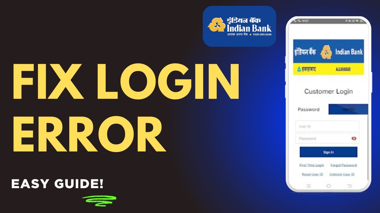 How to Fix Indian Bank Online Banking Login Error
