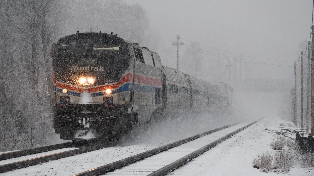Amtrak & MBTA Trains In The Snow @ Cross Road! - 1/17/26