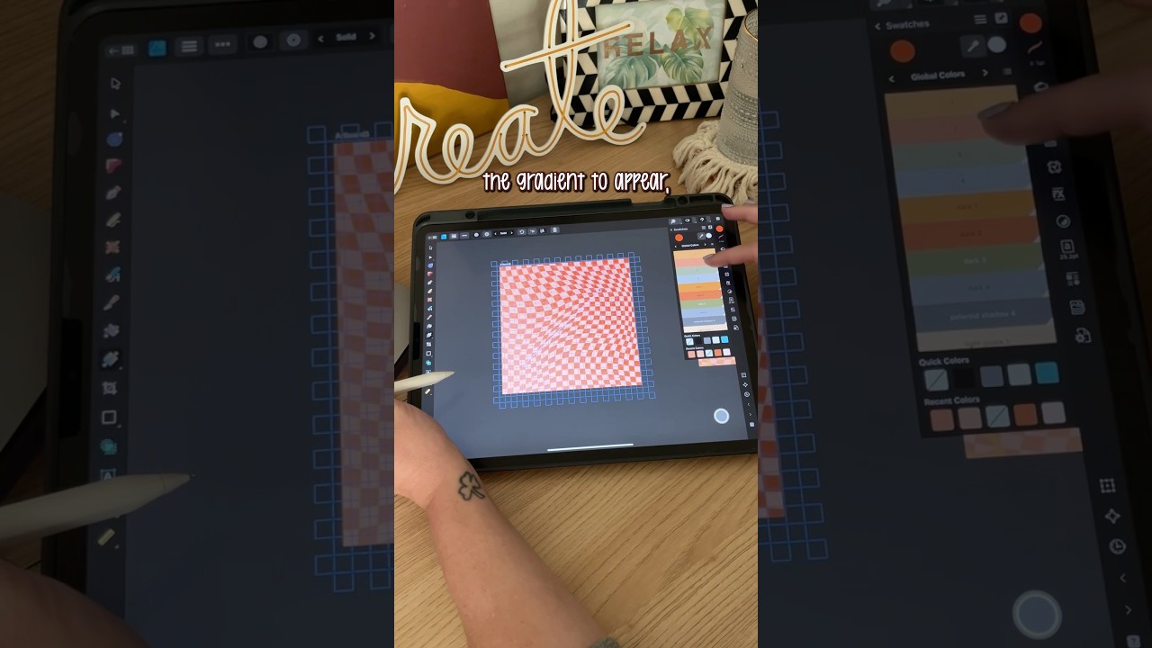 Make a warped checkered background with a gradient in affinity designer for the iPad #digitalart