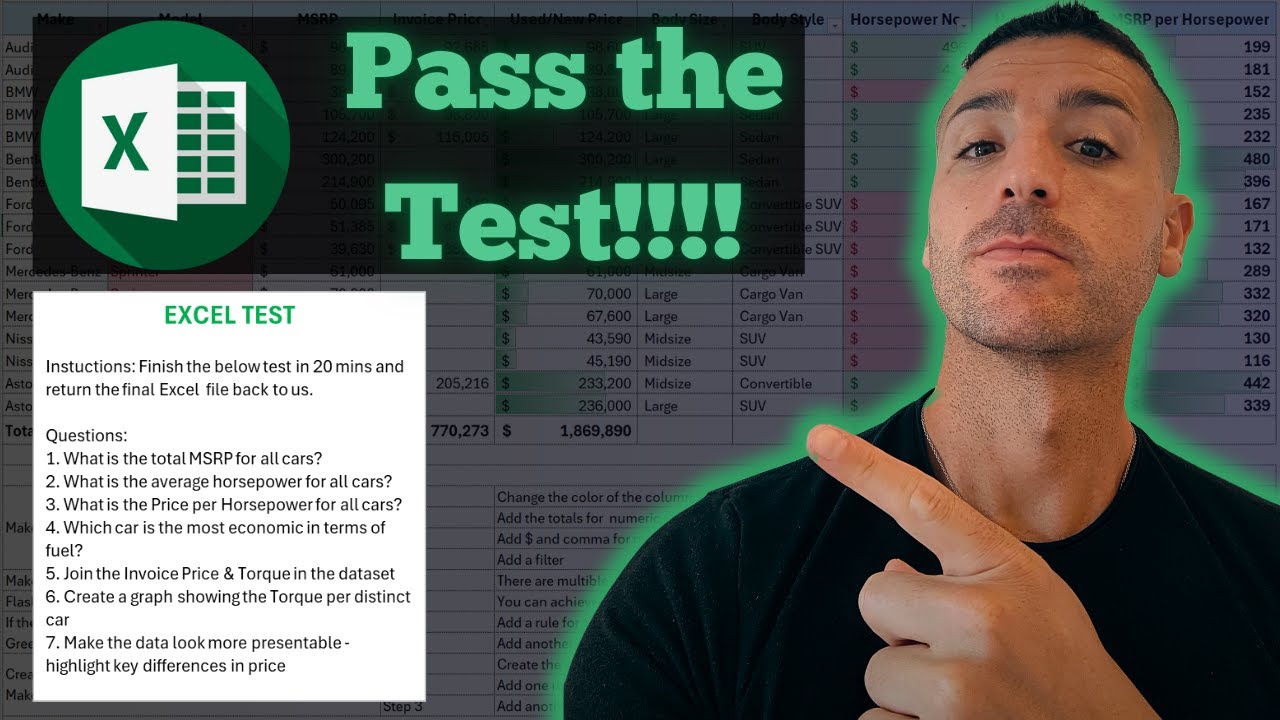 Excel Test for Job Interview 2025  - Download this Test example and Practice