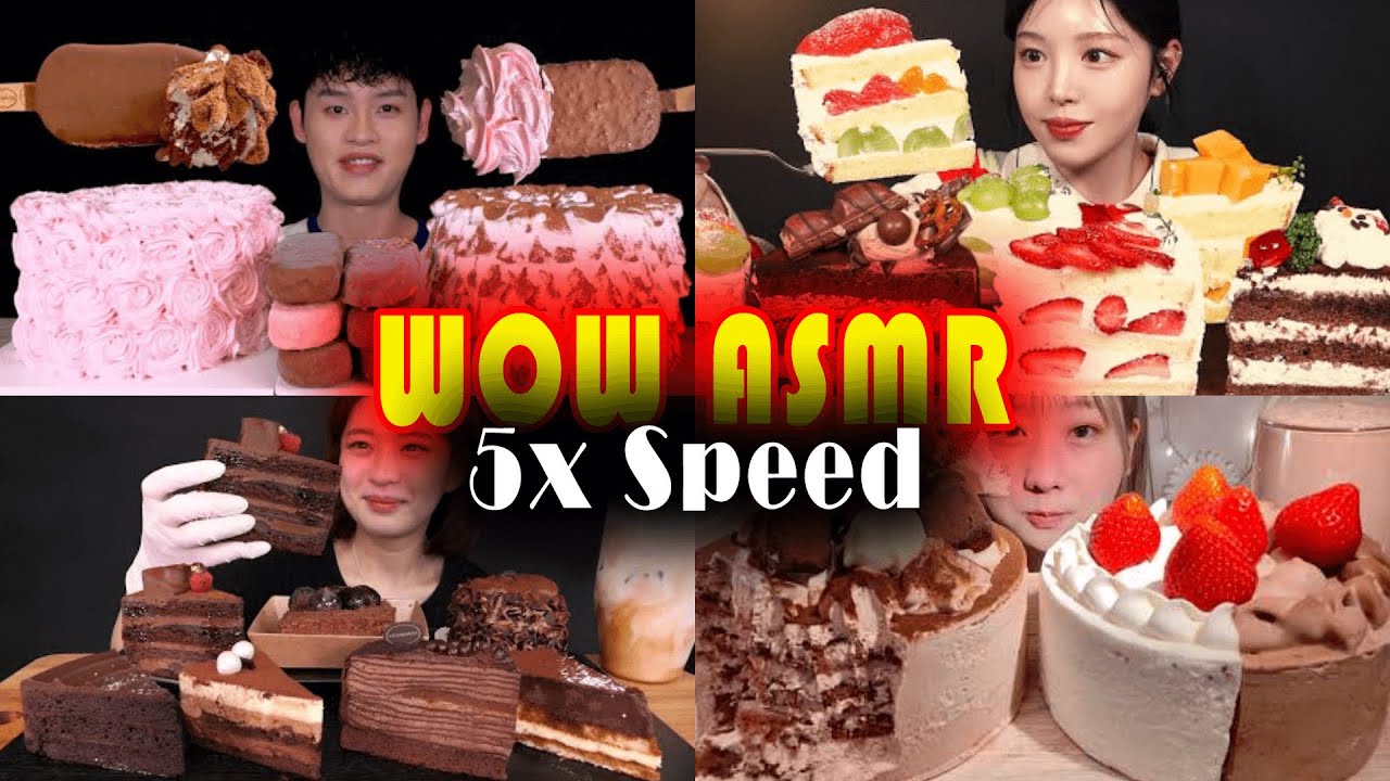 Mukbangers Eating Cake & 🍰 Compilations 5x Speed! / Fast Motion Viral Cake Eating ASMR