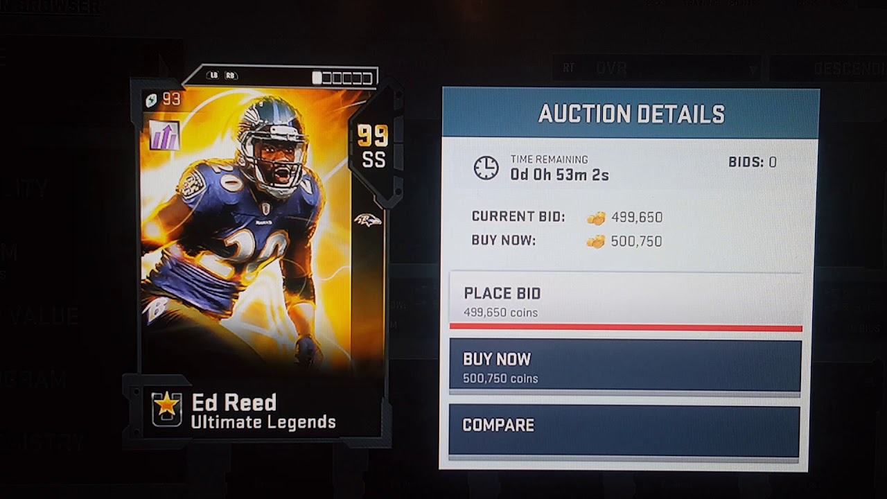 Ed Reed 99 overall madden19