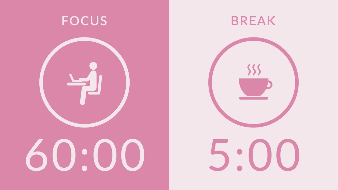60/5 Pomodoro Timer with Pink Noise 🎧 4-Hour Study with Me for Deep Focus & ADHD ✨