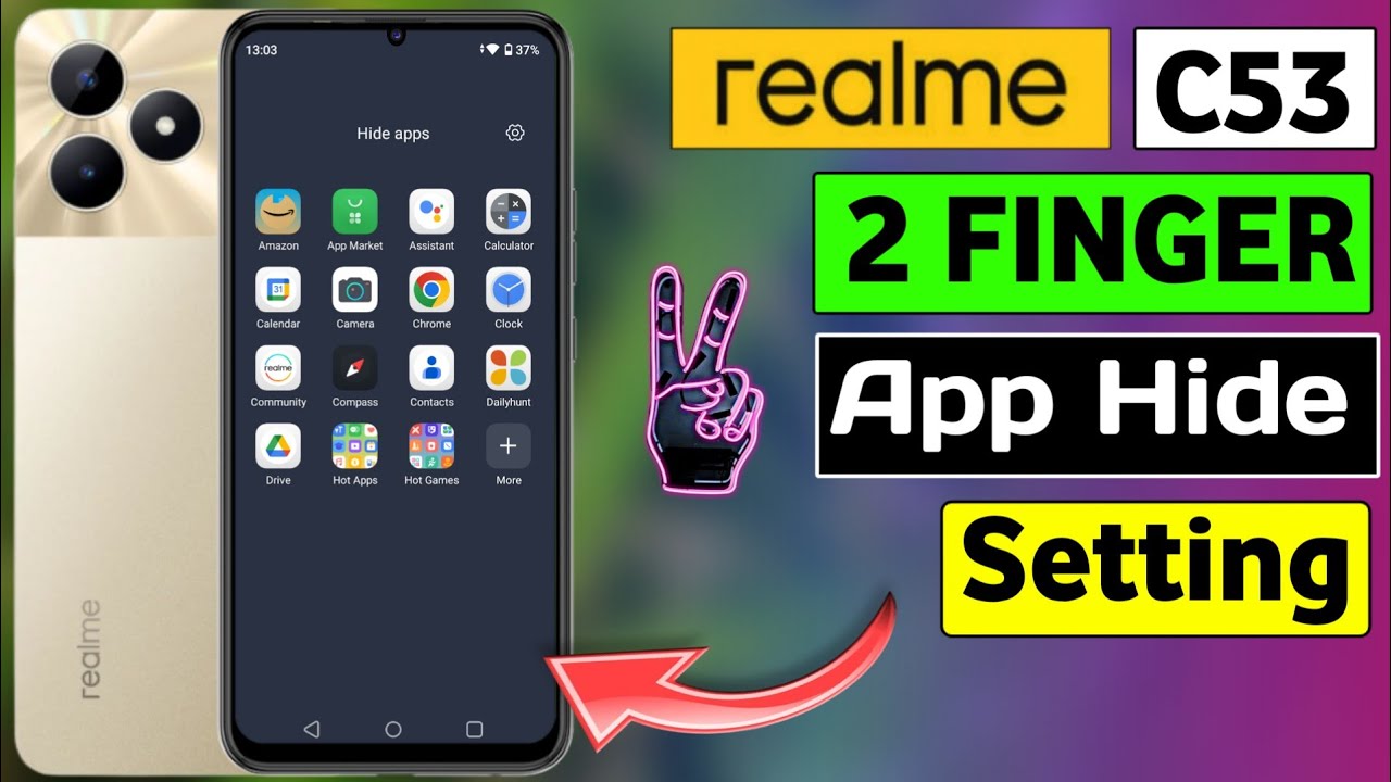 Realme C53 2Finger App Hide Setting | How To App Hide With 2finger In Realme C53 | HM Technical