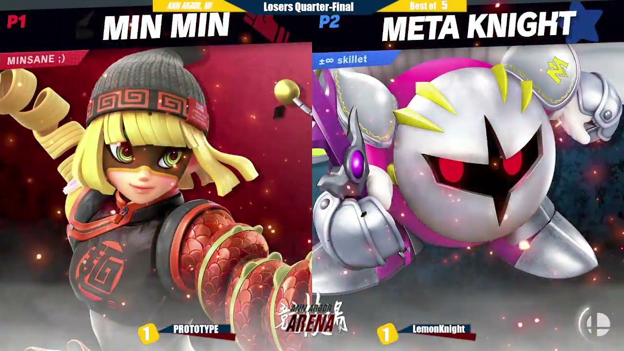 Ann Arbor Arena 104 Losers Quarters LemonKnight (Meta Knight) vs. PROTOTYPE (Min Min)