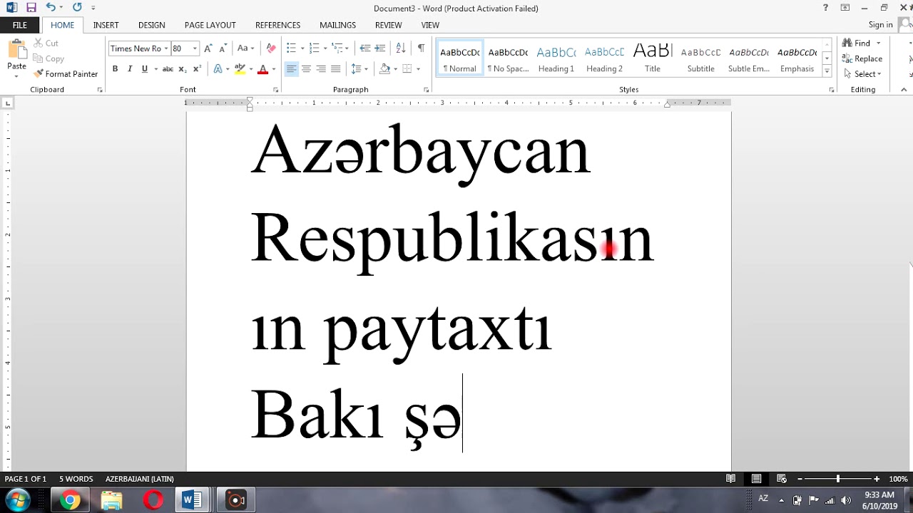 WORD proqramı HOME menyusu