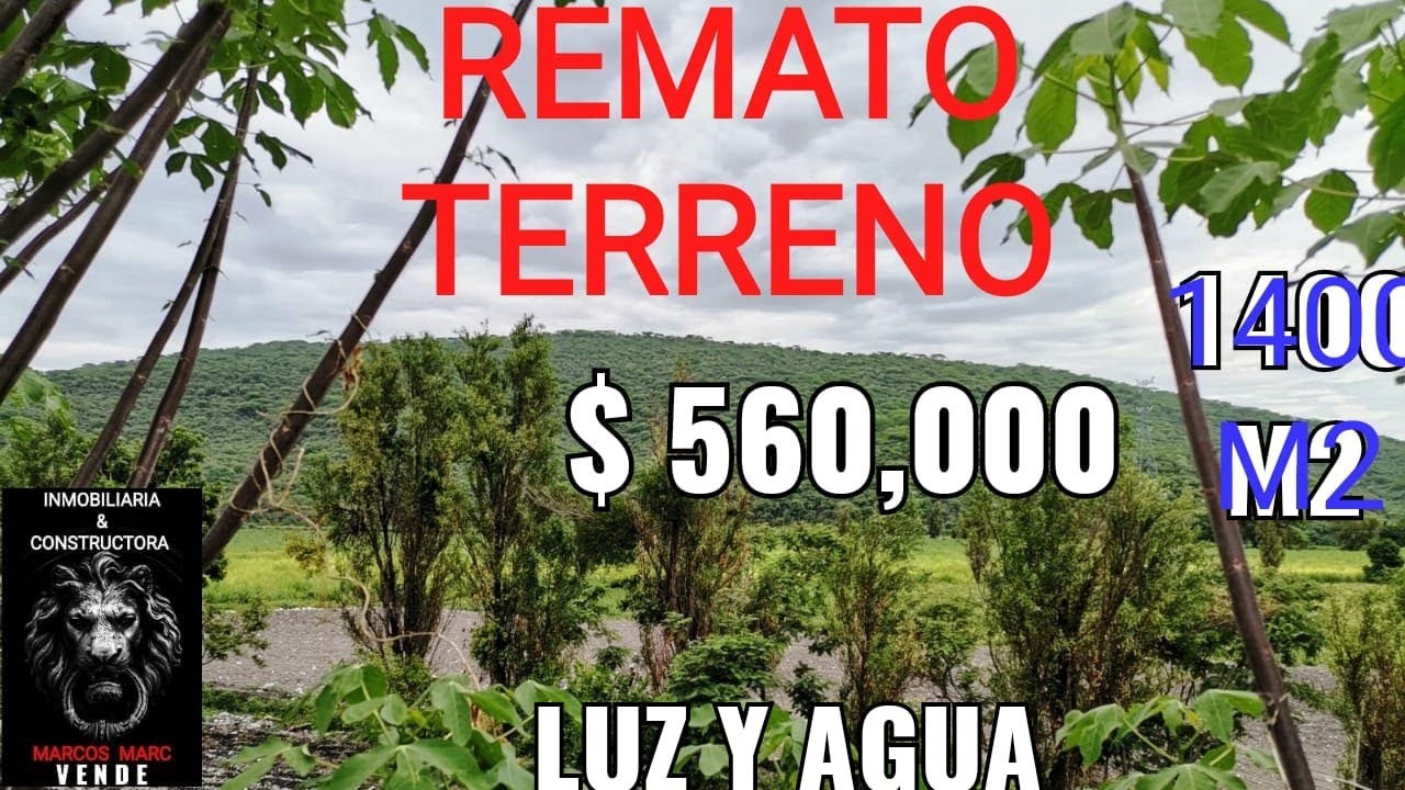 $ 560,000 VENTA DE TERRENO 1400 M2 LUZ Y AGUA