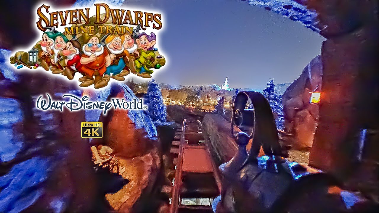 Seven Dwarfs Mine Train at Night On Ride Low Light Front Seat 4K POV Walt Disney World 2024 09 28