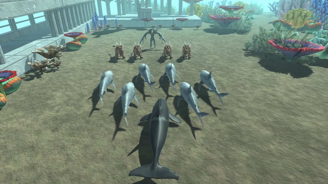 ORCA WHIT GREAT WHITE SHARK ARMY VS SCOURGE WITH INFERNALS ARMIES - Animal Revolt Battle Simulator