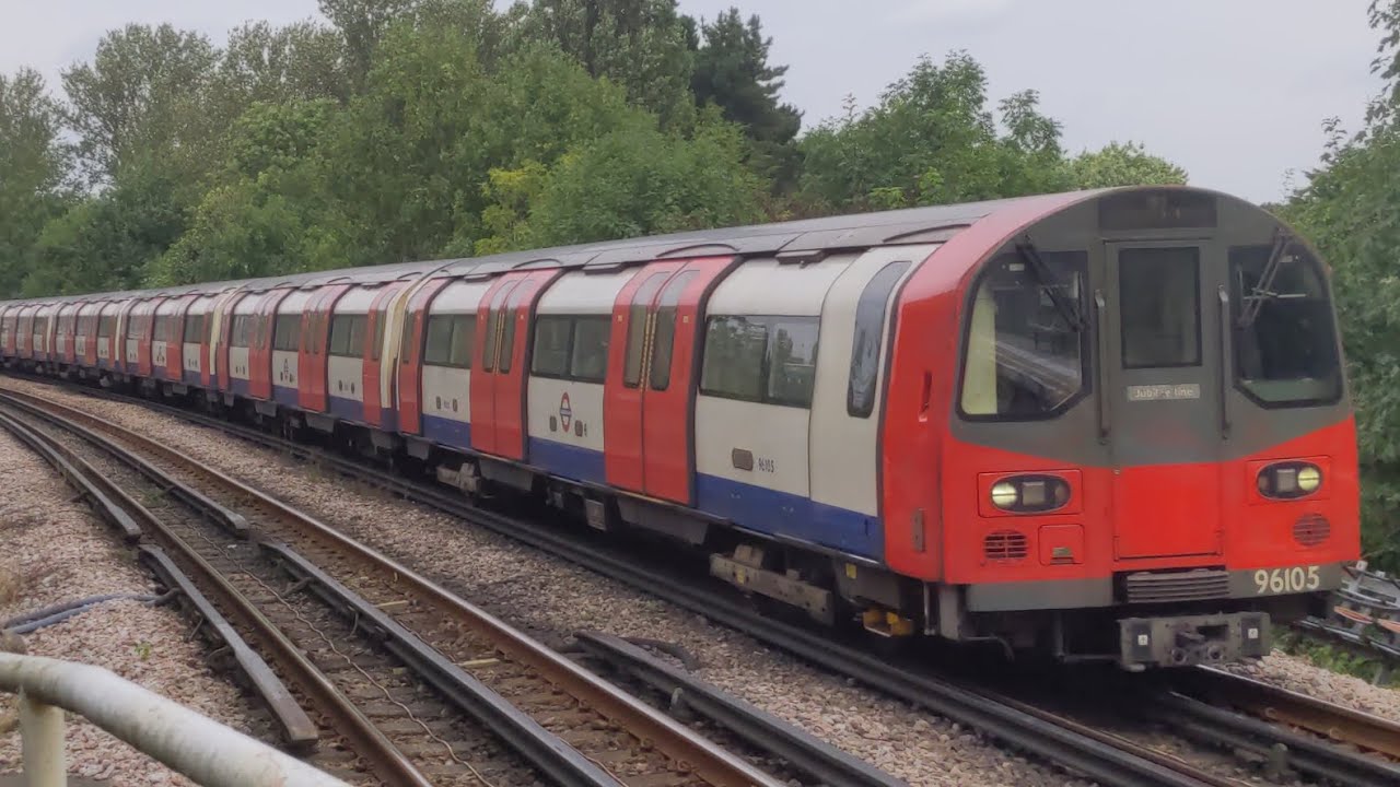 London Underground 1996 Tube Stock trains around the Jubilee Line