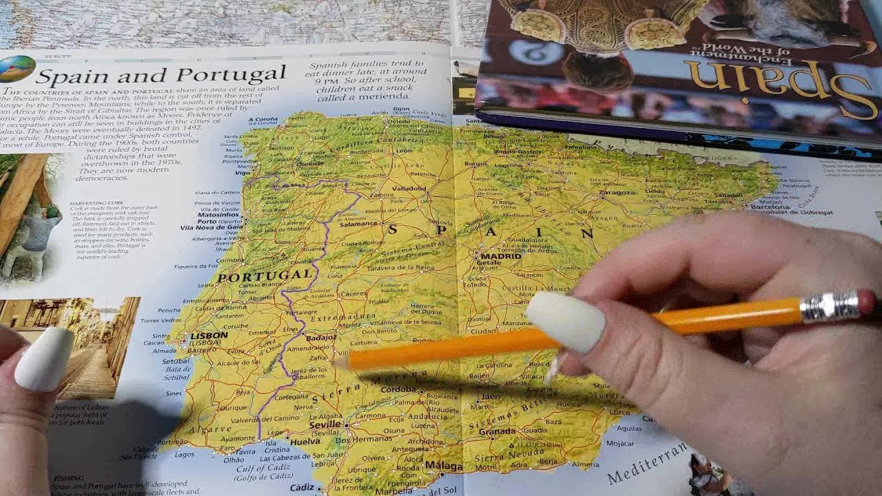ASMR ~ Spain History & Geography ~ Soft Spoken Map Tracing Page Turning