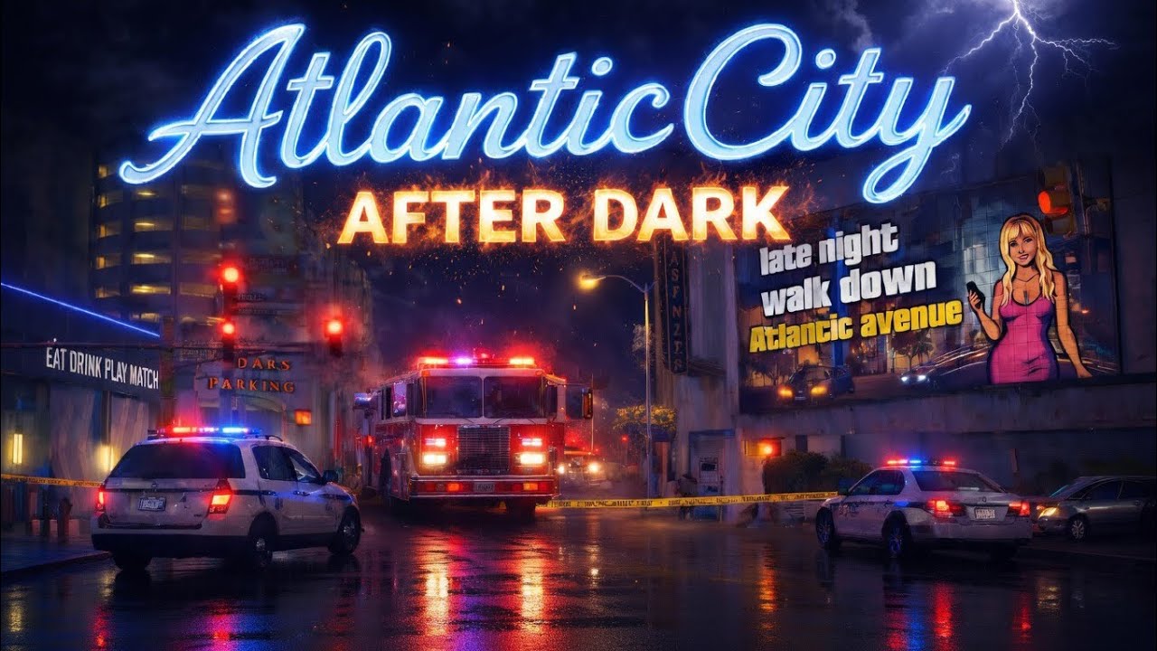 Atlantic City BEHIND the Casinos - Late Night Walk Down Atlantic Avenue