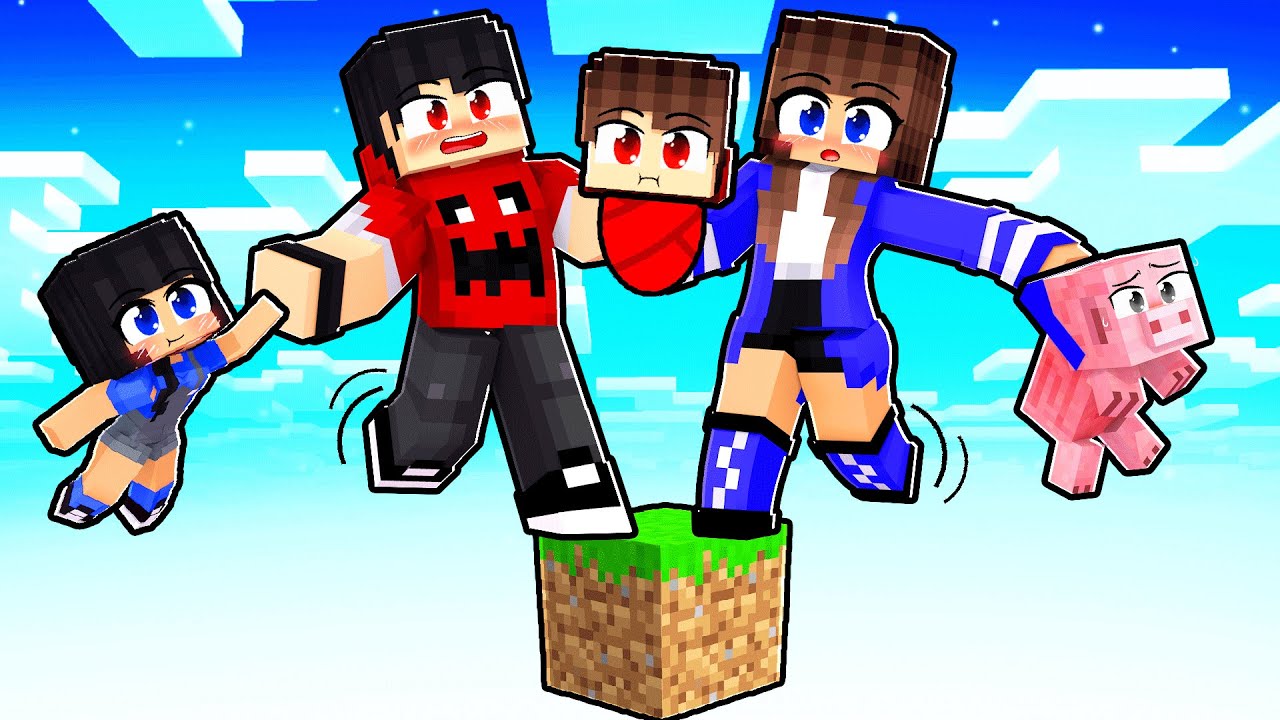 JOGANDO com uma FAMILIA em APENAS UM BLOCO no Minecraft ◂Miika▸