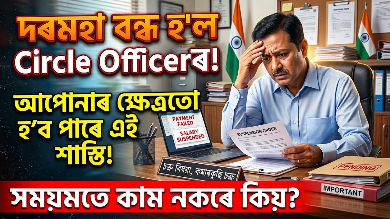 ✅ দৰমহা বন্ধ হল Circle Officerৰ | আপোনাৰ ক্ষেত্ৰতো হব পাৰে এই শাস্তি | সময়মতে কাম নকৰে কিয়?
