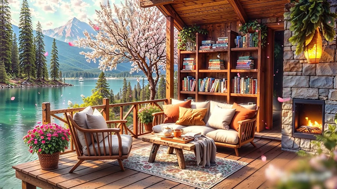 Positive Spring Jazz Music 🌸 Outdoor Cafe Ambience with Relaxing Jazz Instrumental Music for Work