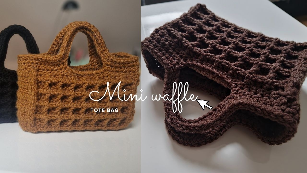 How to make a mini waffle tote bag 👜🧇(Eng, Fr subtitles)