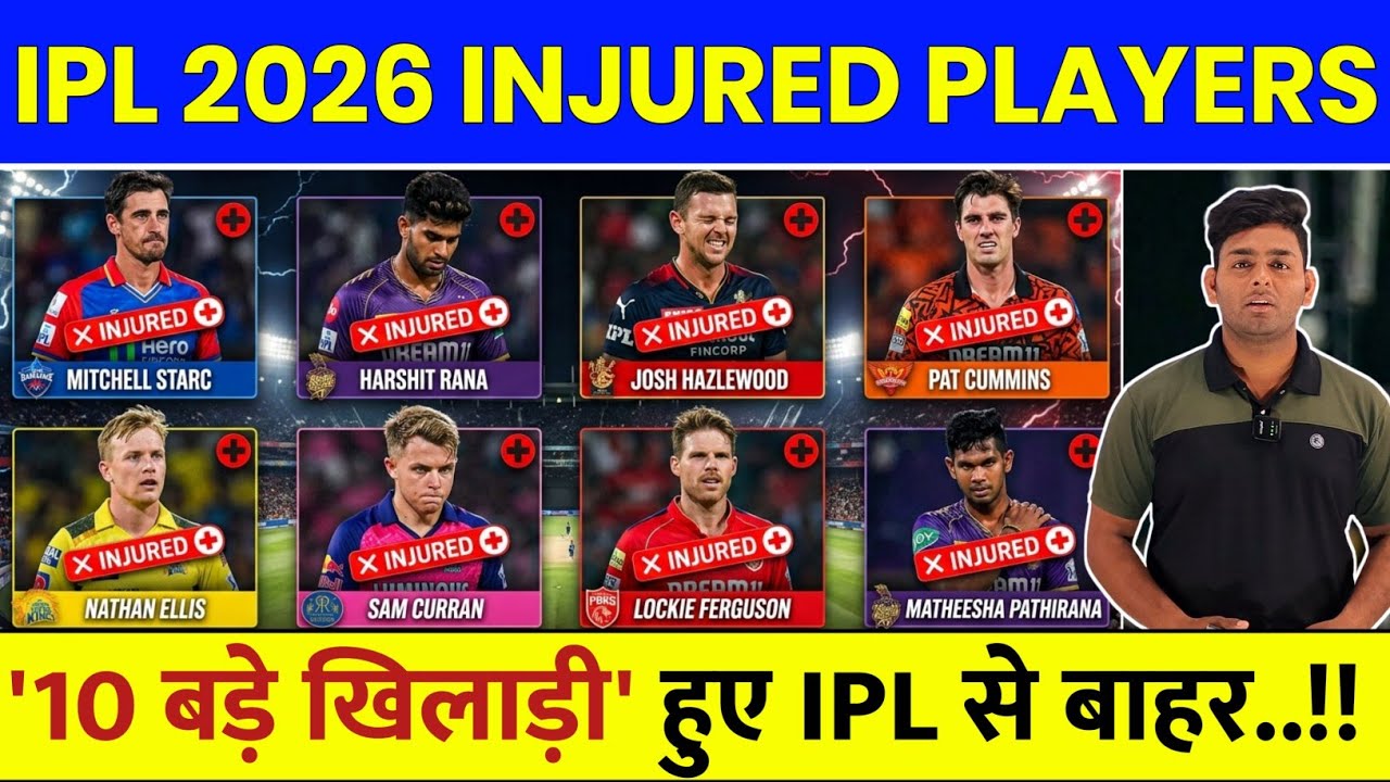 IPL 2026 Injured Players List - 10 Big Players Ruled Outs | IPL Replacement Players 2026 | IPL News