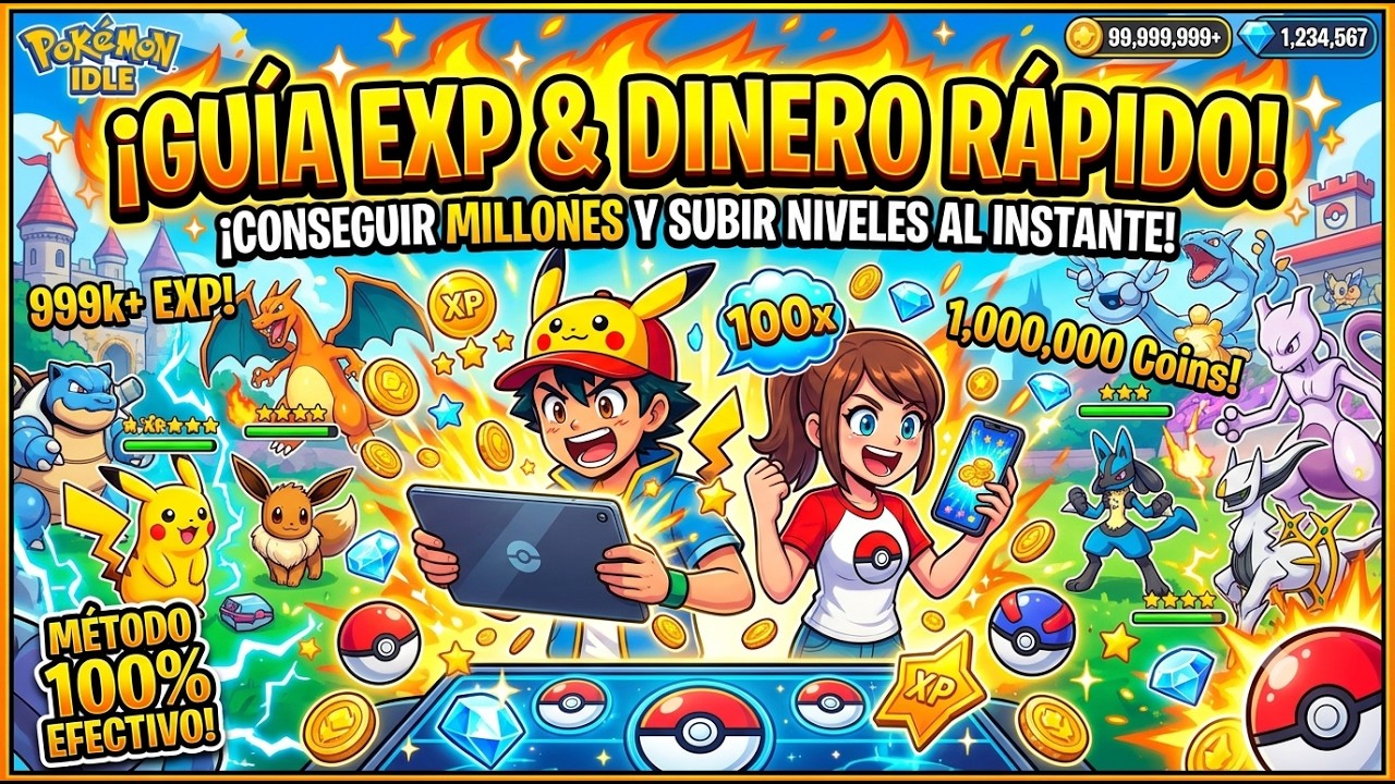GUIA PARA EMPEZAR DE FORMA EFICIENTE EN POKEIDLE WORLD GANANDO DINERO Y EXPERIENCIA EN MOVIL Y PC