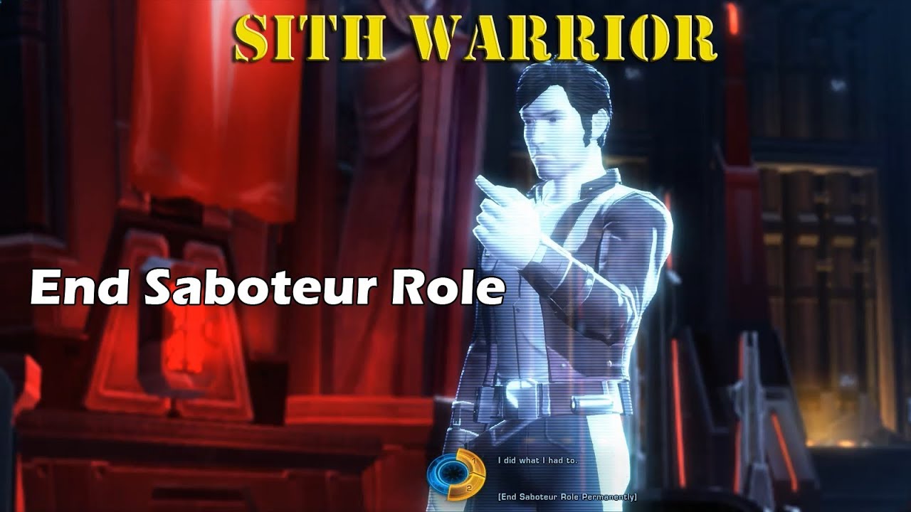 SWTOR: Onslaught. Sith Warrior. End saboteur role and rejoin the Empire