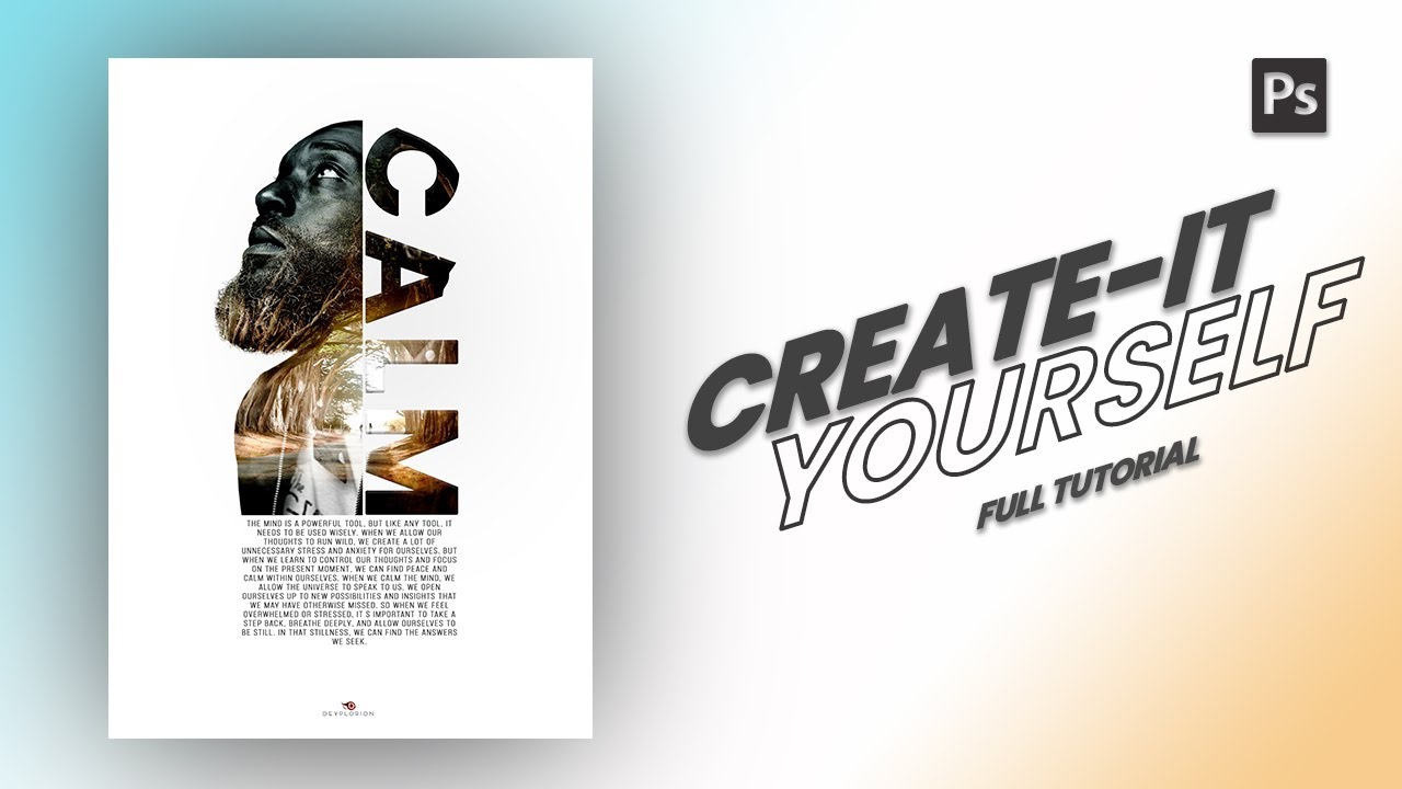 Create Double exposure Typographic Poster | How to create double exposure effect in Photoshop