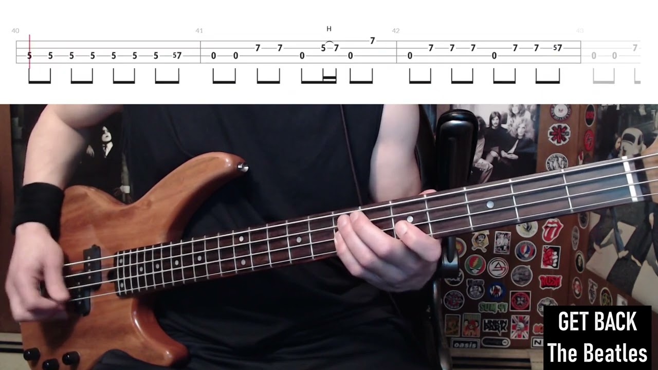 Get Back by The Beatles - Bass Cover with Tabs Play-Along