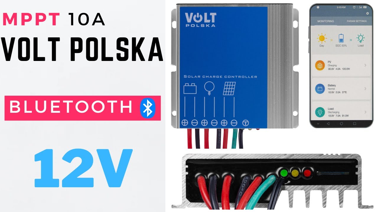Volt Polska 10A 12v 120W sterownik MPPT do ładowania akumulatora - bluetooth android ios 50V