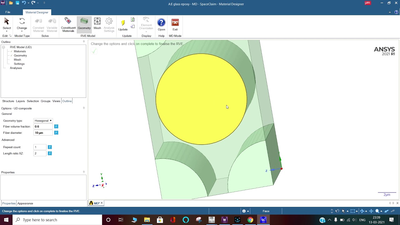 Homogenization and Representative volume element in Ansys Material Designer
