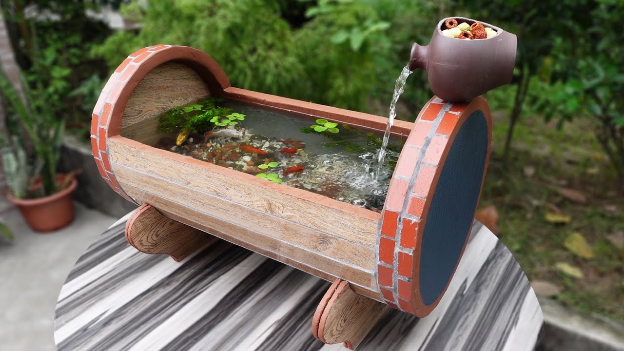 Creative Ideas from Ceramic Tiles and Cement | DIY Beautiful Waterfall Aquarium Very Easy
