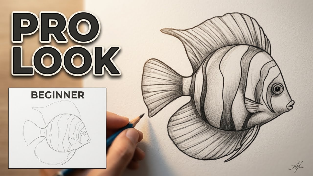 easy Tropical 🐠 fish drawing ✍️ step by step for beginners